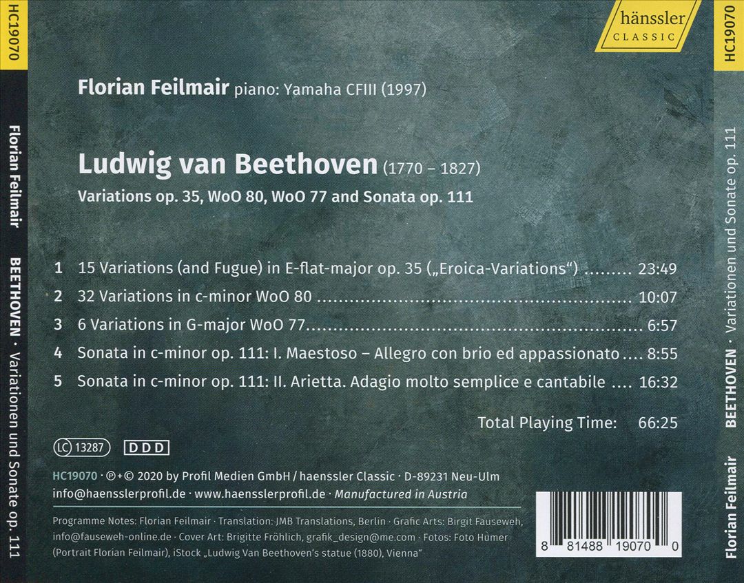 Beethoven: Variations Op. 35, WoO 80, WoO 77 and Sonata Op. 11 cover art