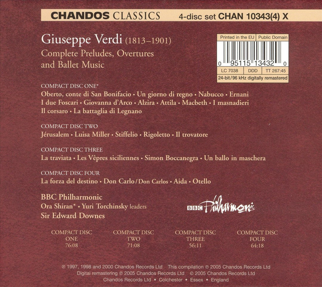 Verdi: Complete Preludes, Overtures and Ballet Music cover art