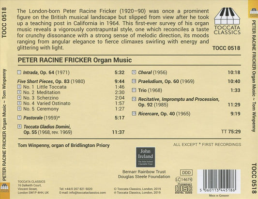 Peter Racine Fricker: Organ Music cover art