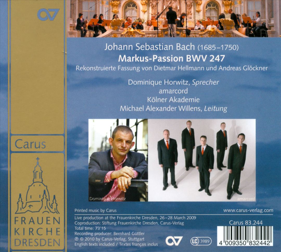 Johann Sebastian Bach: Markus-Passion cover art