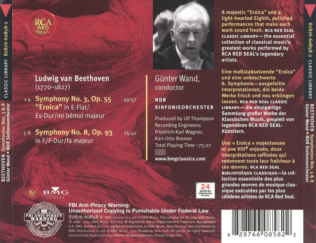 Beethoven: Symphony No. 3 "Eroica"; Symphony No. 8 cover art
