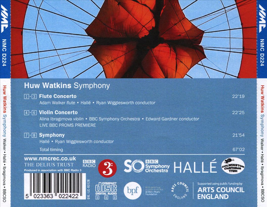 Huw Watkins: Flute Concerto; Violin Concerto; Symphony cover art