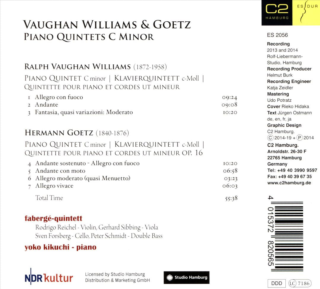 Vaughan Williams & Goetz: Piano Quintets C minor cover art