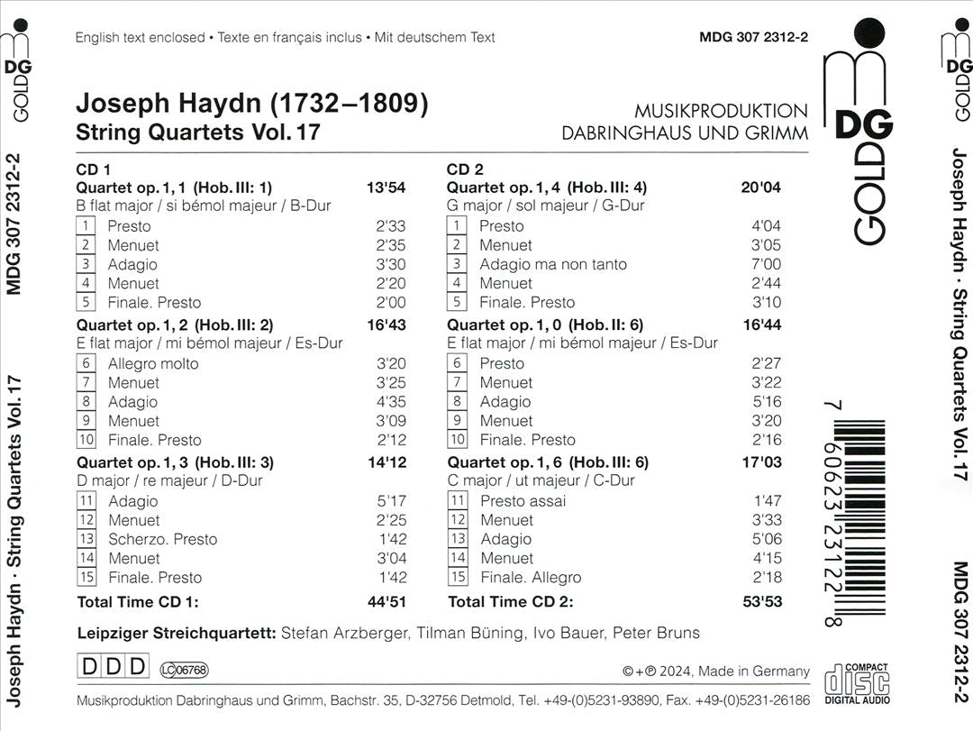 Haydn: String Quartets, Vol. 17 - Op. 1 cover art