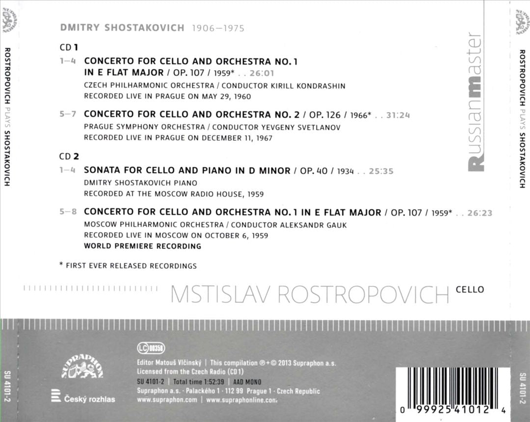 Rostropovich plays Shostakovich cover art