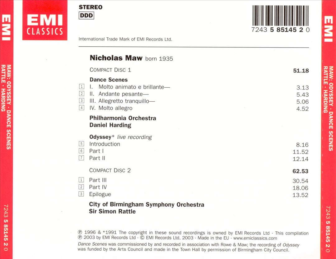 Nicholas Maw: Odyssey; Dance Scenes cover art