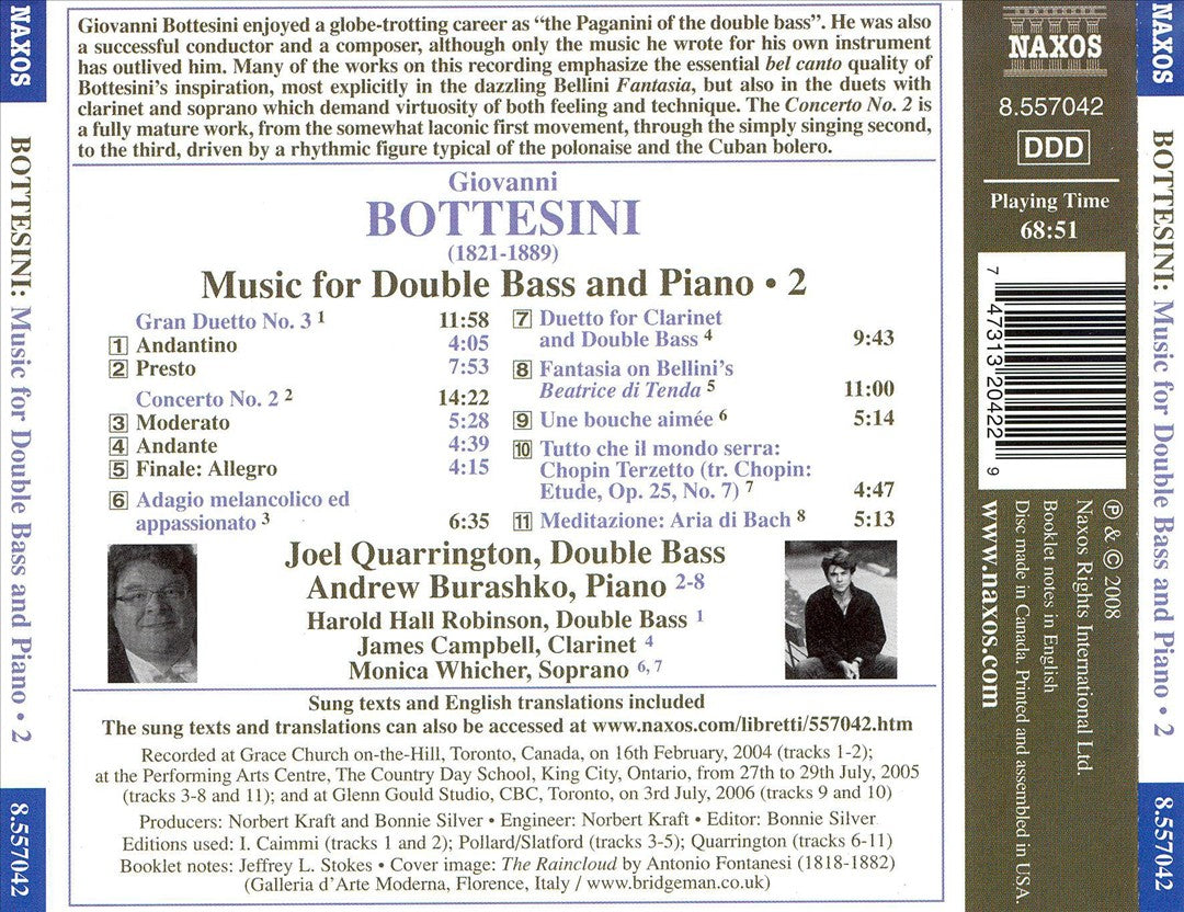 Bottesini: Music for Double Bass and Piano, Vol. 2 cover art
