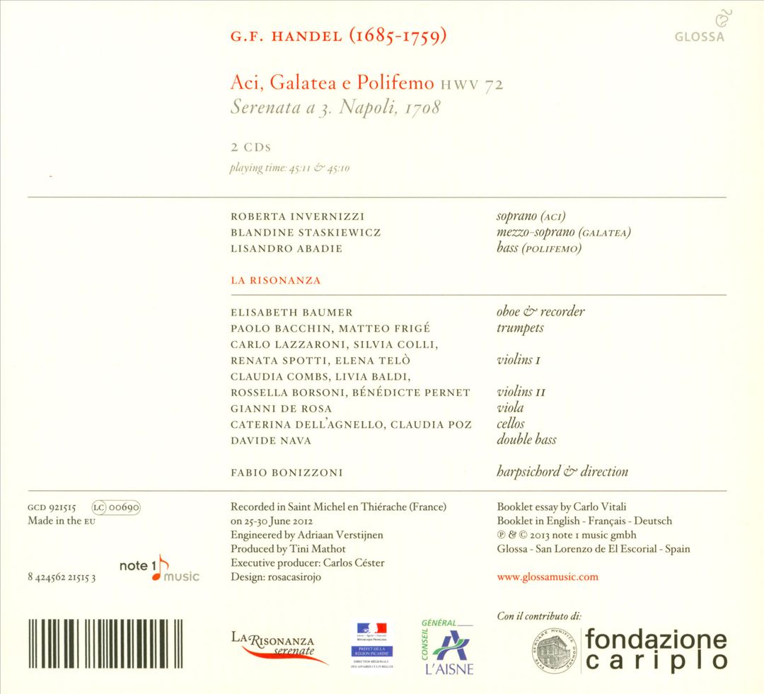 Handel: Aci, Galatea & Polifemo cover art