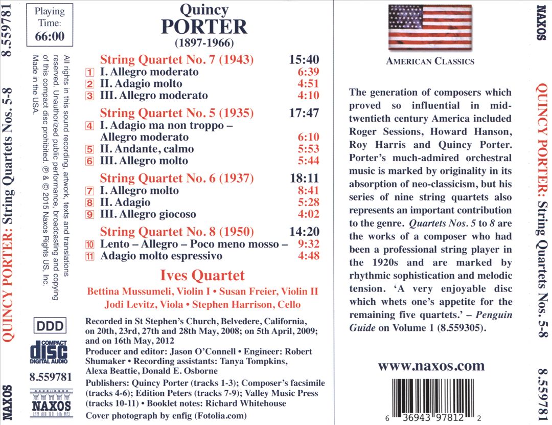 Quincy Porter: String Quartets Nos. 5-8 cover art