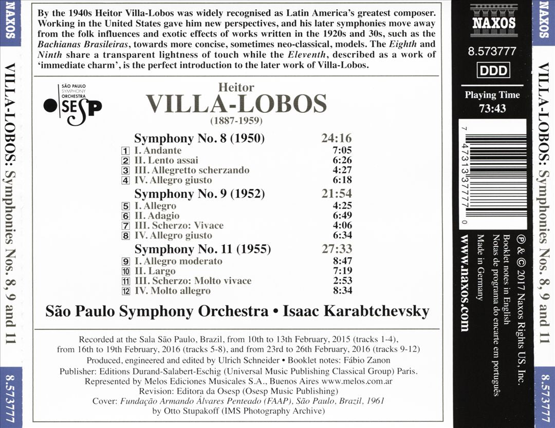 Heitor Villa-Lobos: Symphonies Nos. 8, 9 and 11 cover art