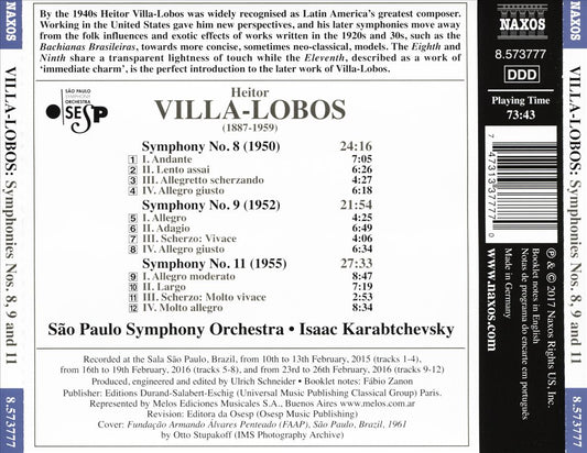 Heitor Villa-Lobos: Symphonies Nos. 8, 9 and 11 cover art