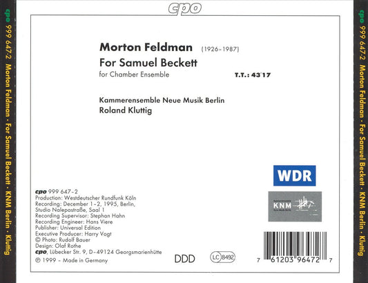 Morton Feldmann: For Samuel Beckett cover art