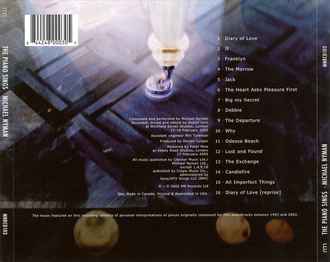 Michael Nyman: The Piano Sings cover art