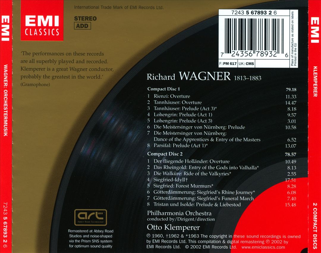 Klemperer Conducts Wagner cover art