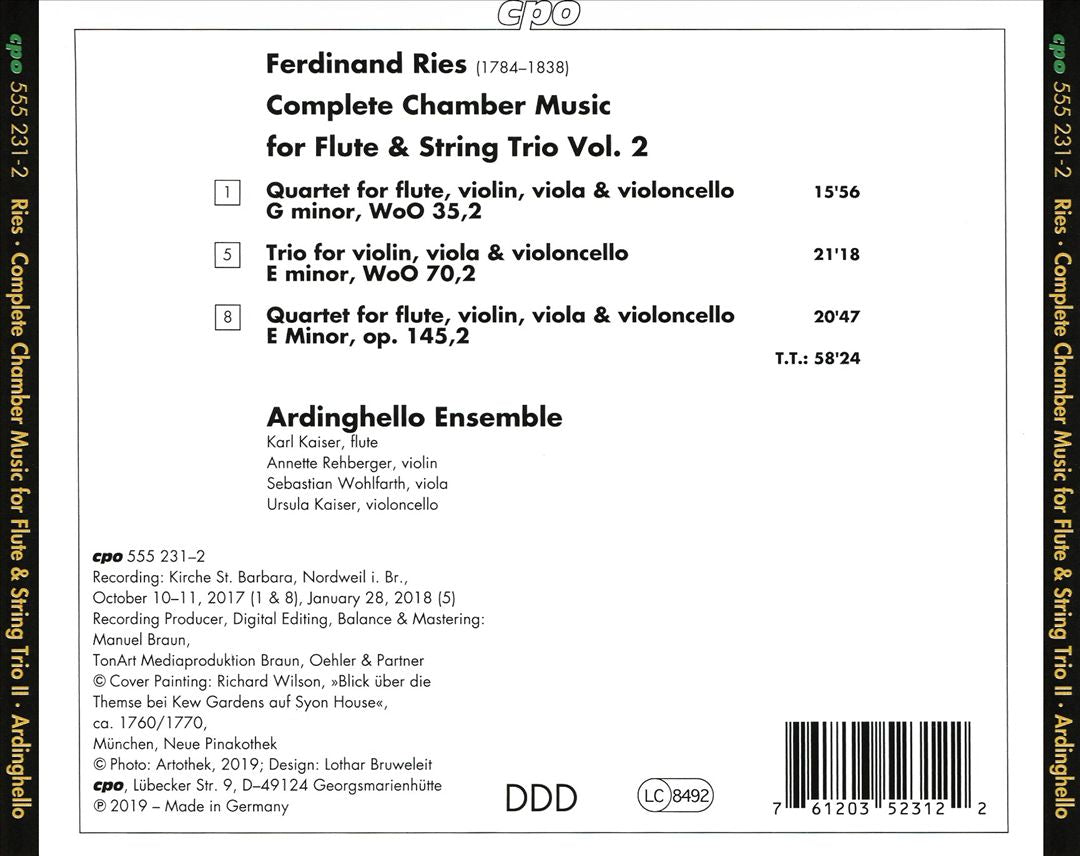 Ferdinand Ries: Flute Quartets, Vol. 2 cover art