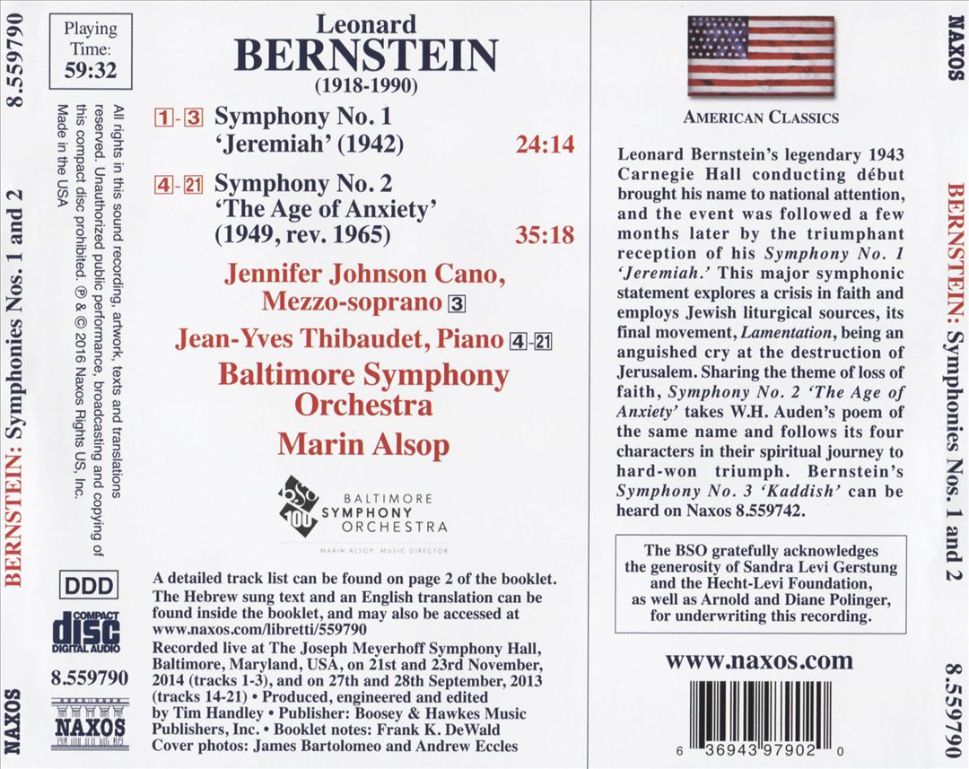 Bernstein: Symphonies Nos. 1 and 2 cover art