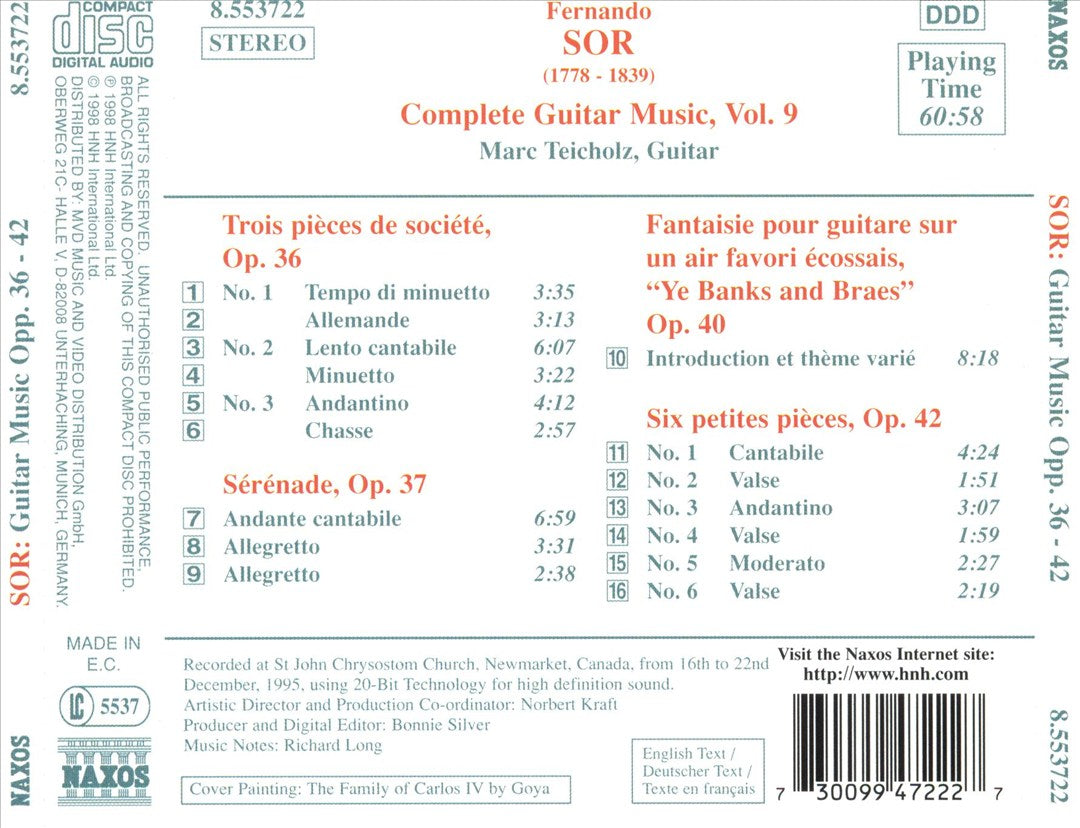Sor: Complete Guitar Music Vol. 9 cover art