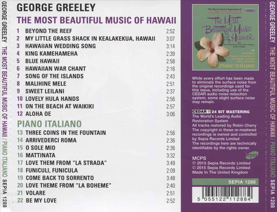 Most Beautiful Music of Hawaii/Piano Italiano cover art
