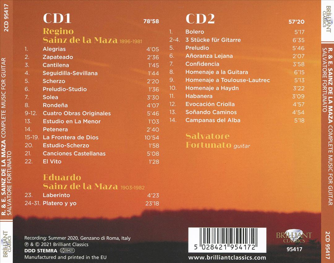 Regino & Eduardo Sainz de la Mazsa: Complete Music for Guitar cover art