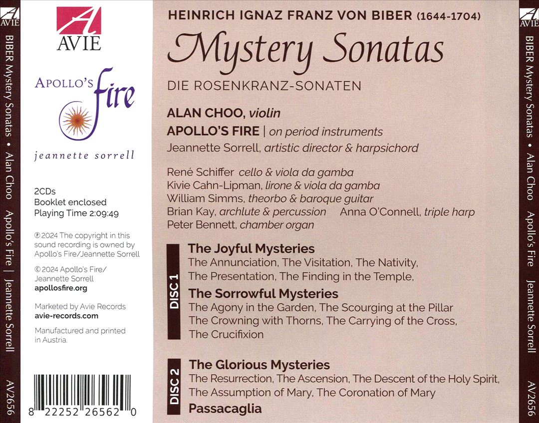 Heinrich Ignaz Franz von Biber: Mystery Sonatas (Die Rosenkranz-Sonaten) cover art