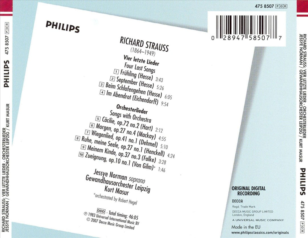Strauss: Four Last Songs cover art