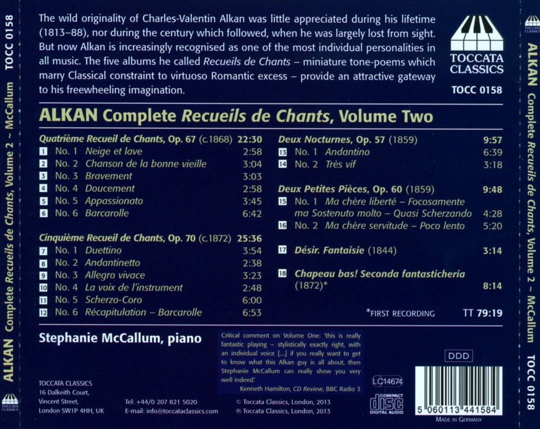 Charles-Valentin Alkan: Complete Recueils de Chants, Vol. 2 cover art