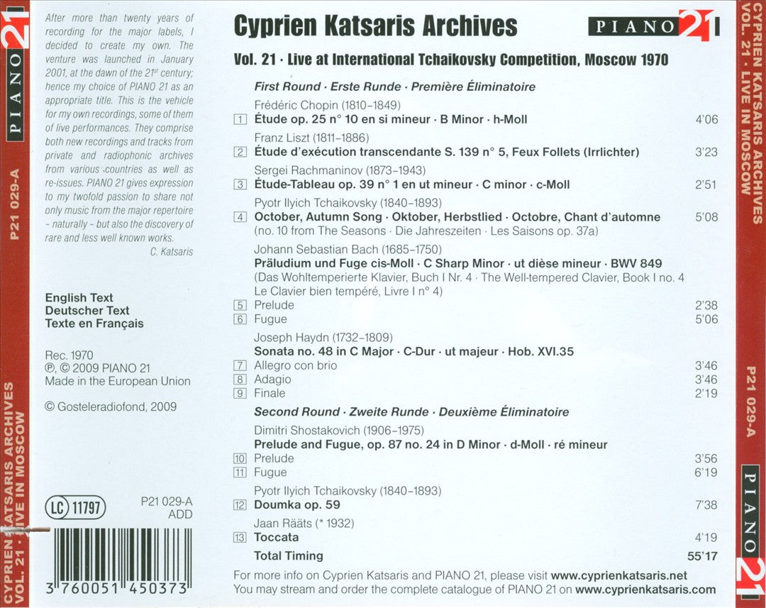 Cyprien Katsaris Archives, Vol. 21: Live in Moscow cover art