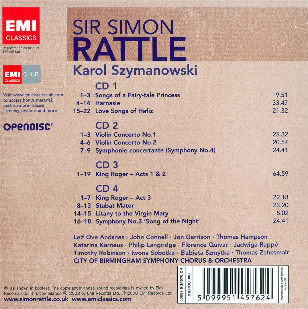 Karol Szymanowski: Symphonies Nos. 3 & 4; Violin Concertos; King Roger; Orchestral Songs; Stabat Mater; Harnasie cover art