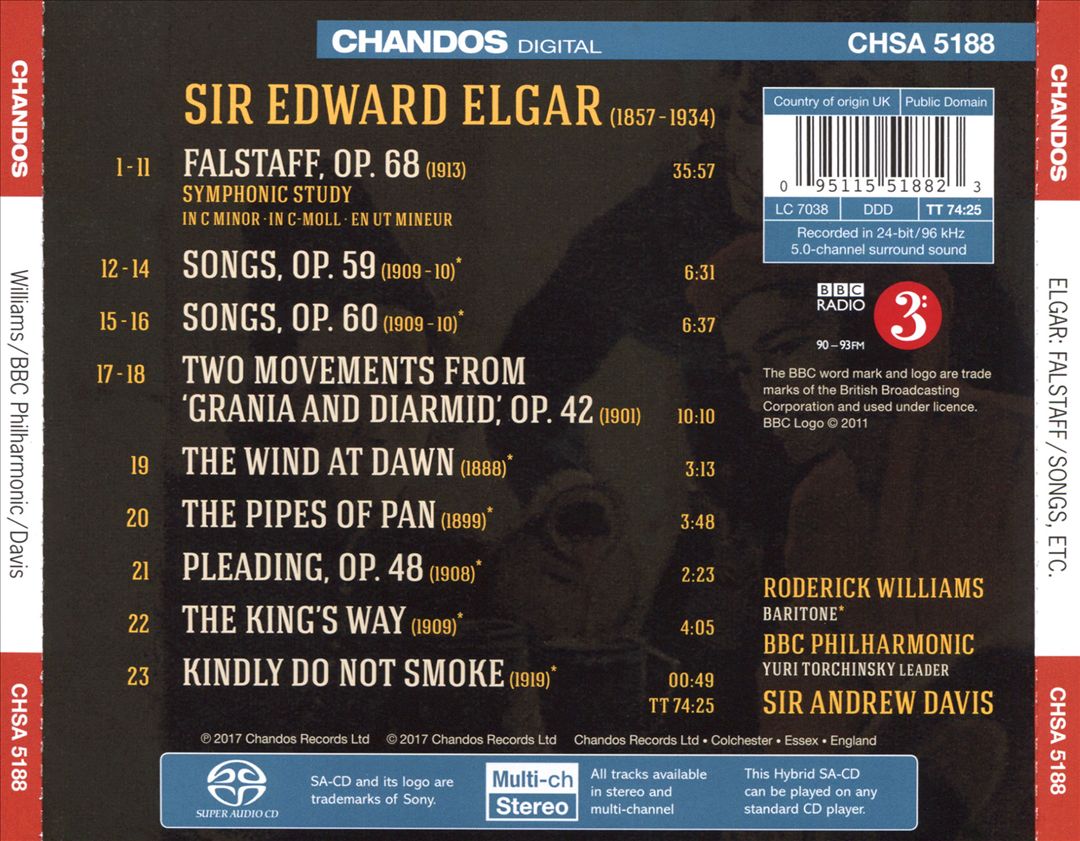 Elgar: Falstaff; Orchestral Songs; Grania and Diarmid Incidental Music and Funeral March cover art