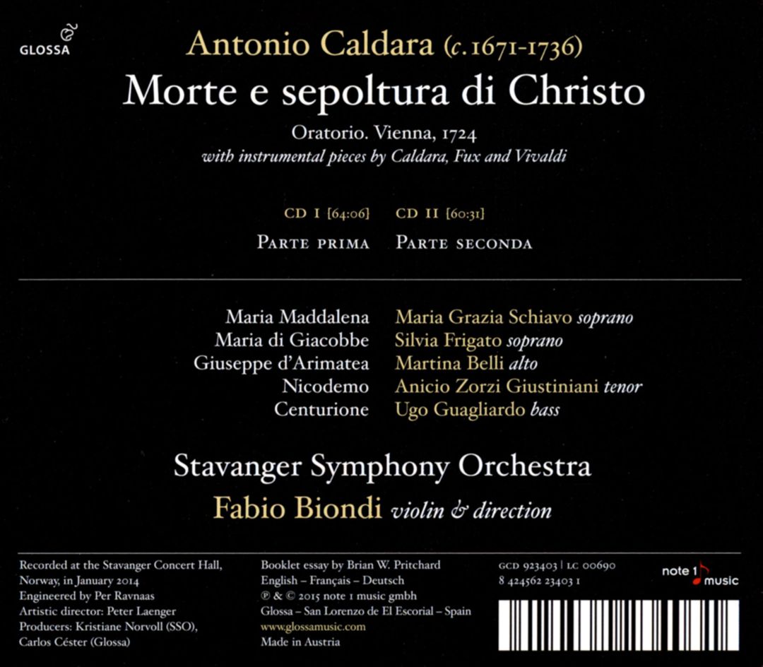 Antonio Caldara: Morte e sepoltura di Christo cover art
