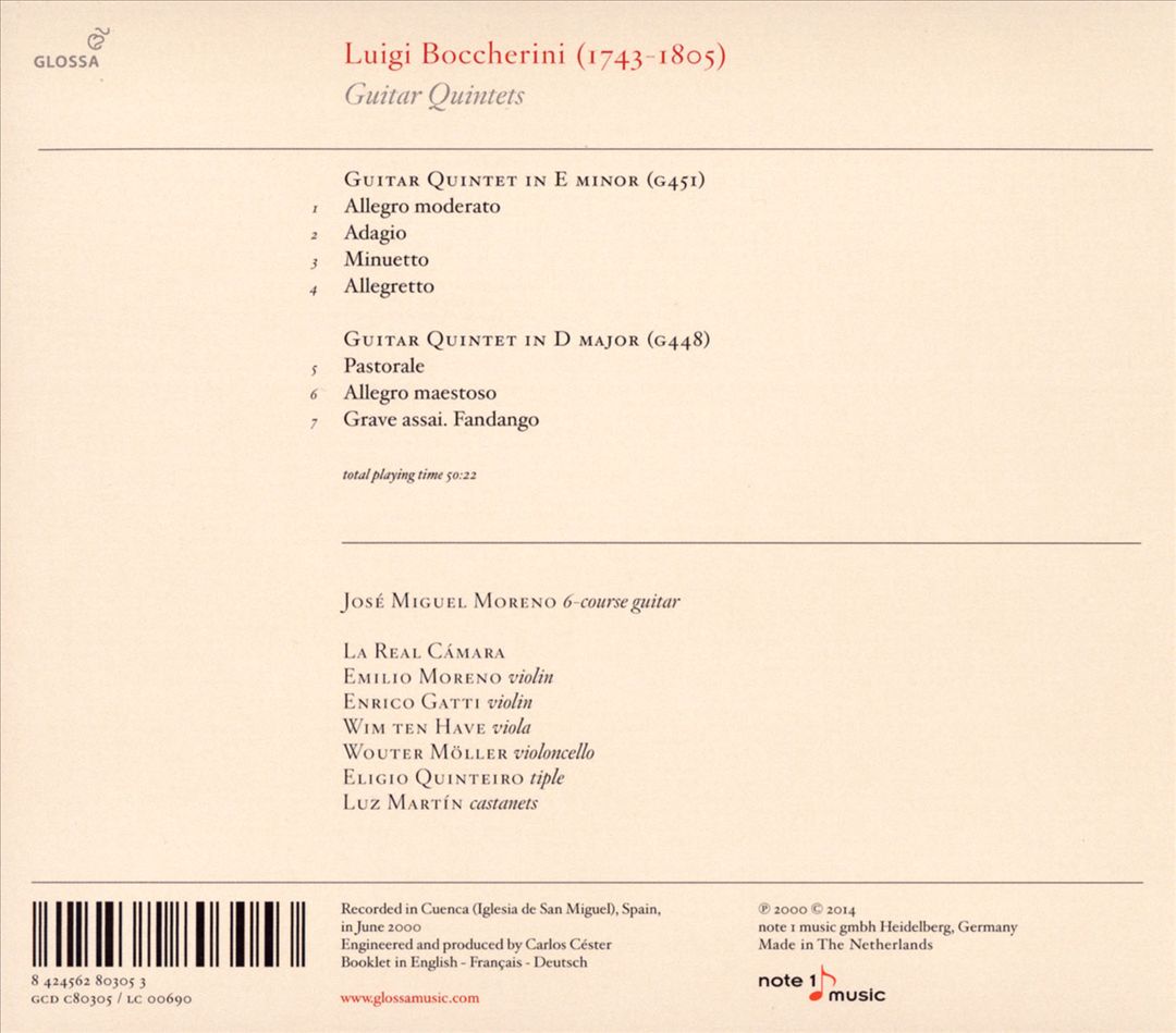 Luigi Boccherini: Guitar Quintets cover art