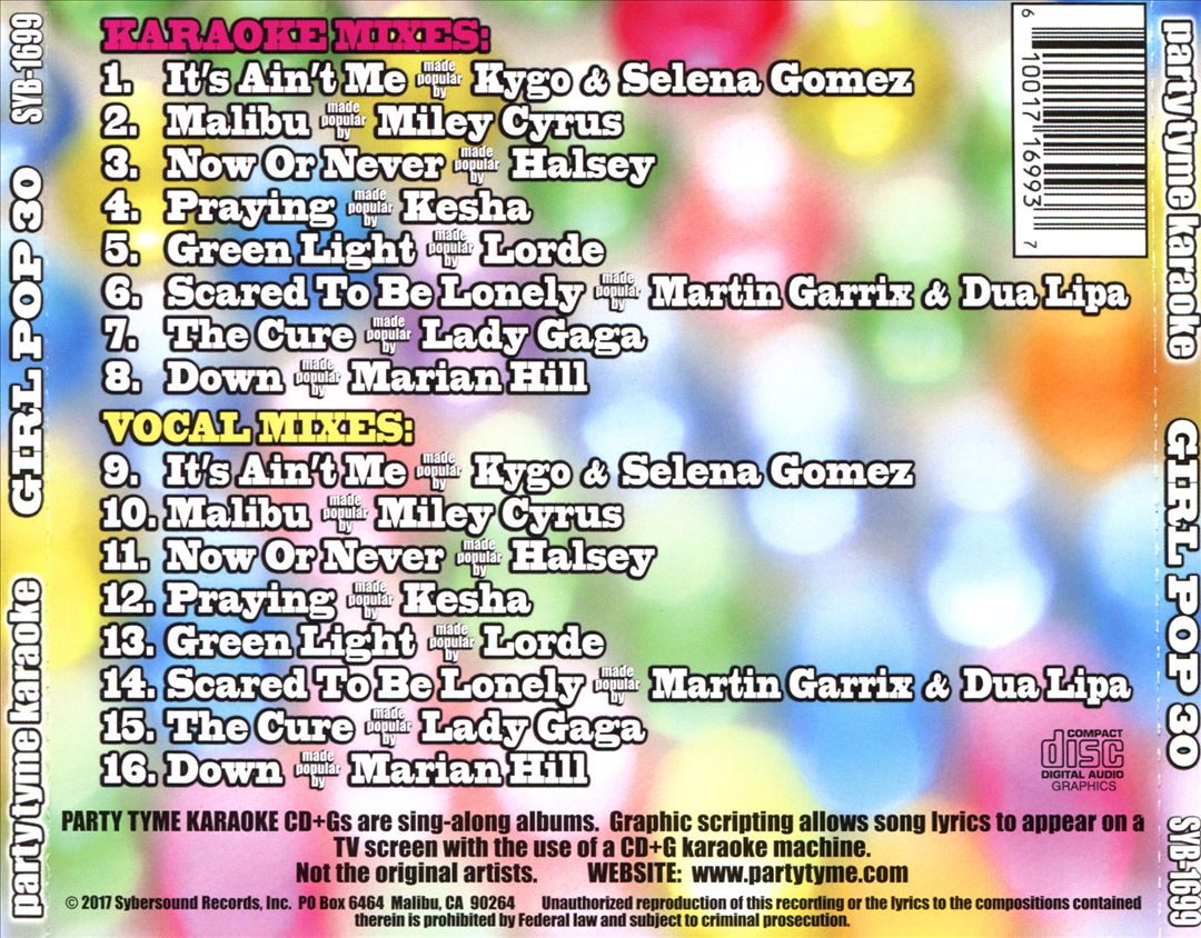 Party Tyme Karaoke: Girl Pop, Vol. 30 cover art