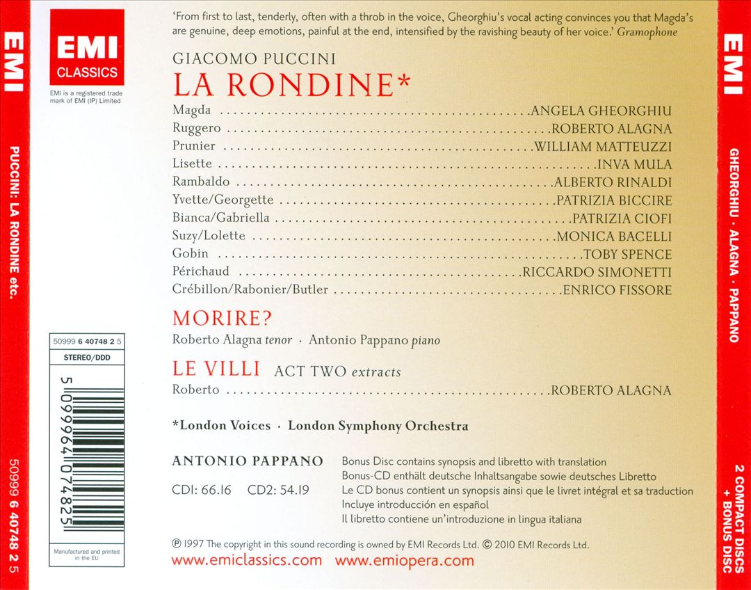 Puccini: La Rondine cover art