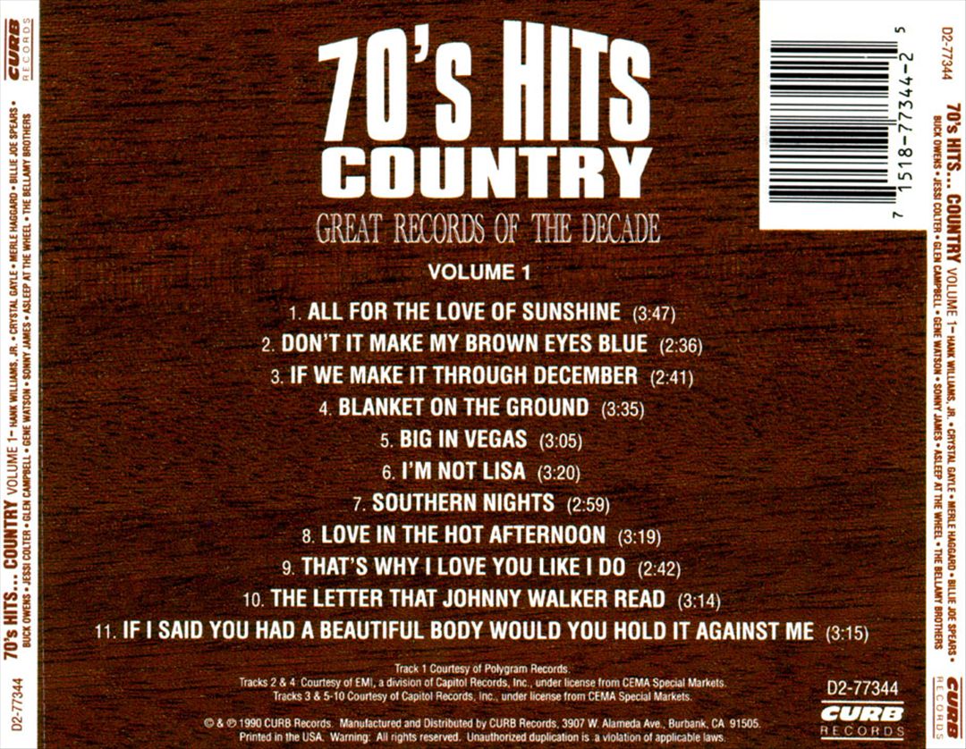 Great Records of the Decade: 70's Hits Country, Vol. 1 cover art