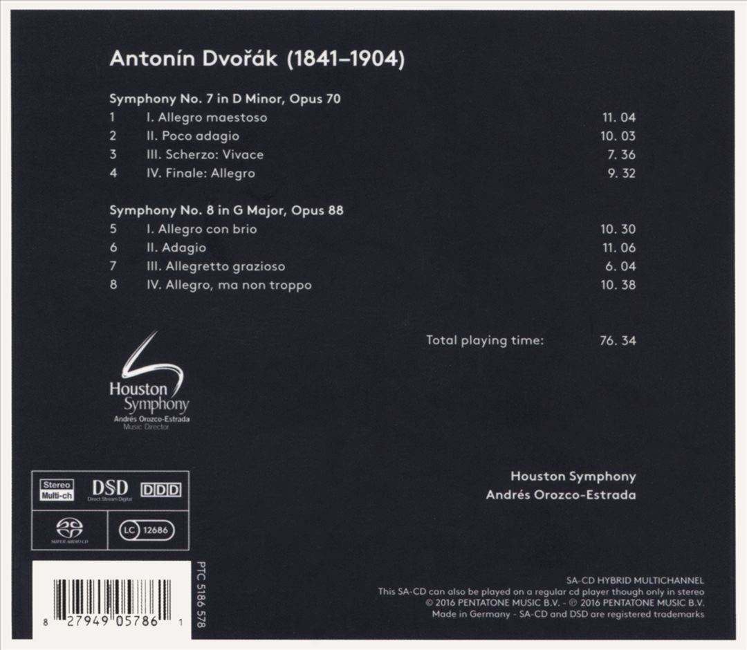 Antonín Dvorák: Symphony No. 7; Symphony No. 8 cover art