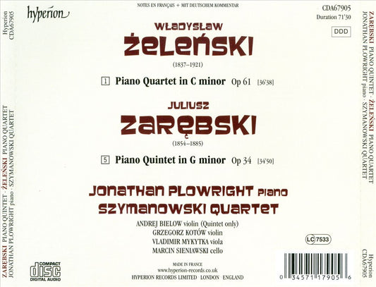 Zelenski: Piano Quintet; Zarebski: Piano Quartet cover art