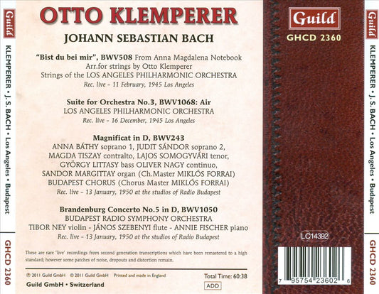 J.S. Bach: Magnificat in D; Brandenburg Concerto No. 5; Air from Suite No. 3; Bist du bei mir cover art
