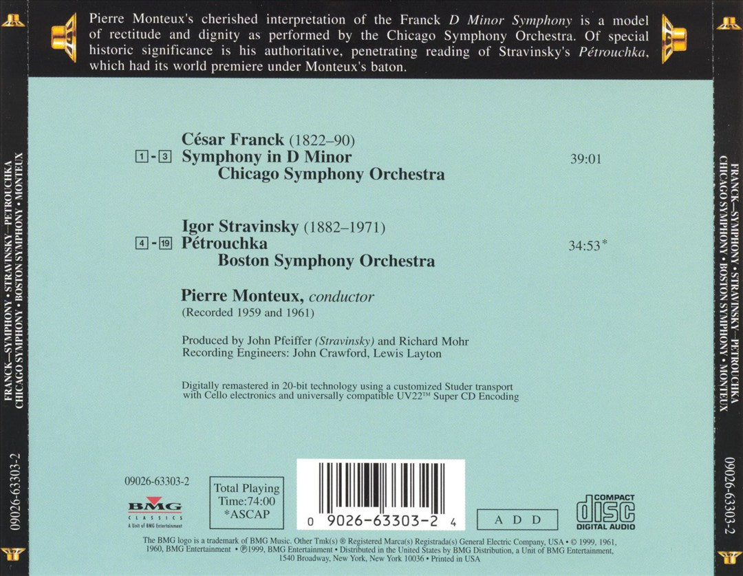 César Franck: Symphony in D Minor; Igor Stravinsky; Pétrouchka  cover art
