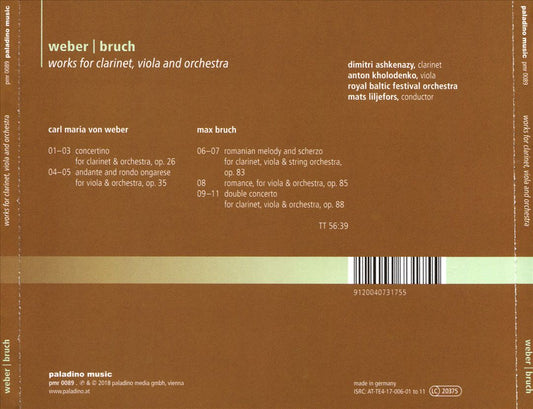 Weber, Bruch: Works for Clarinet, Viola and Orchestra cover art