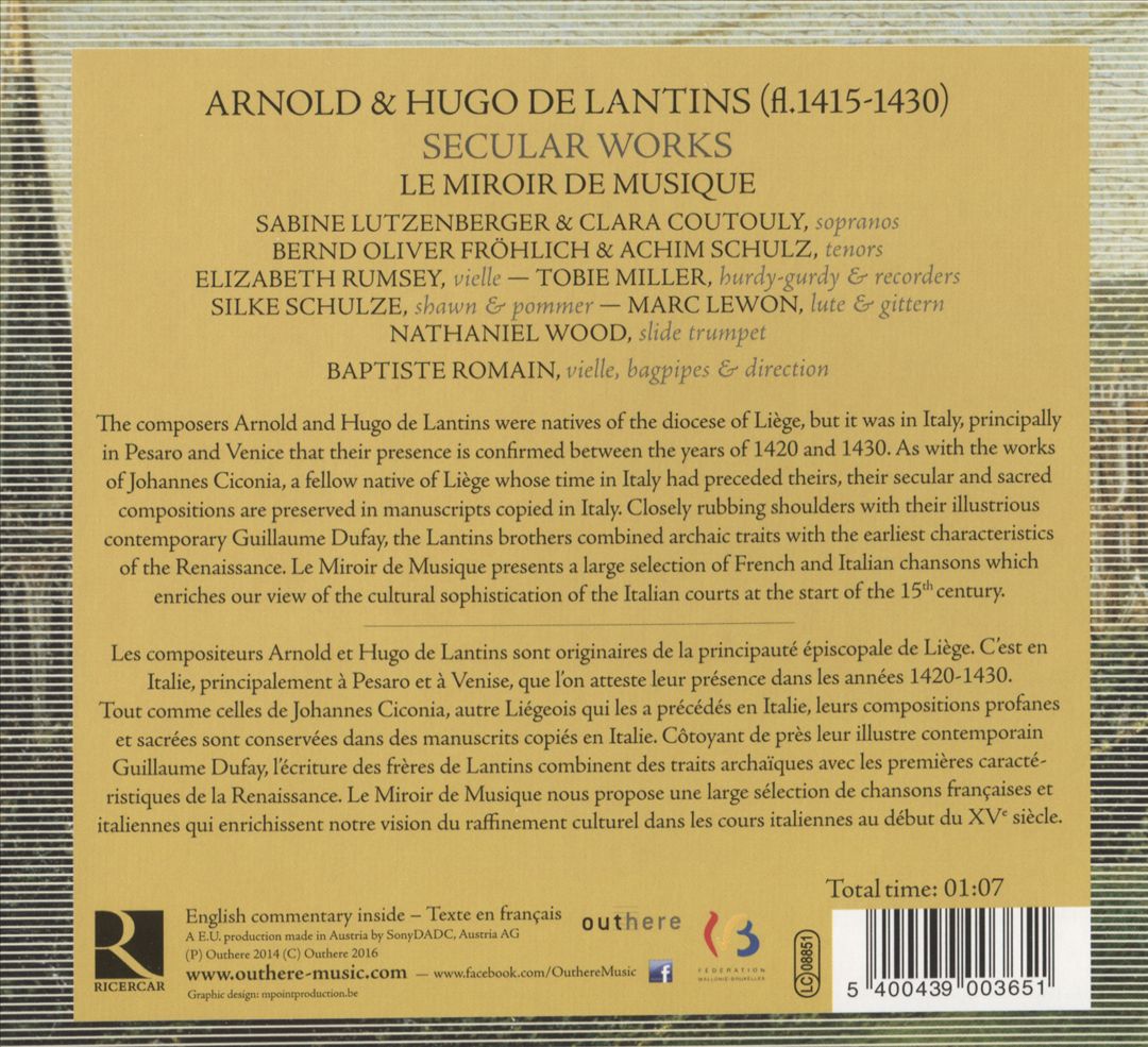 Arnold & Hugo De Lantins: Secular Works cover art