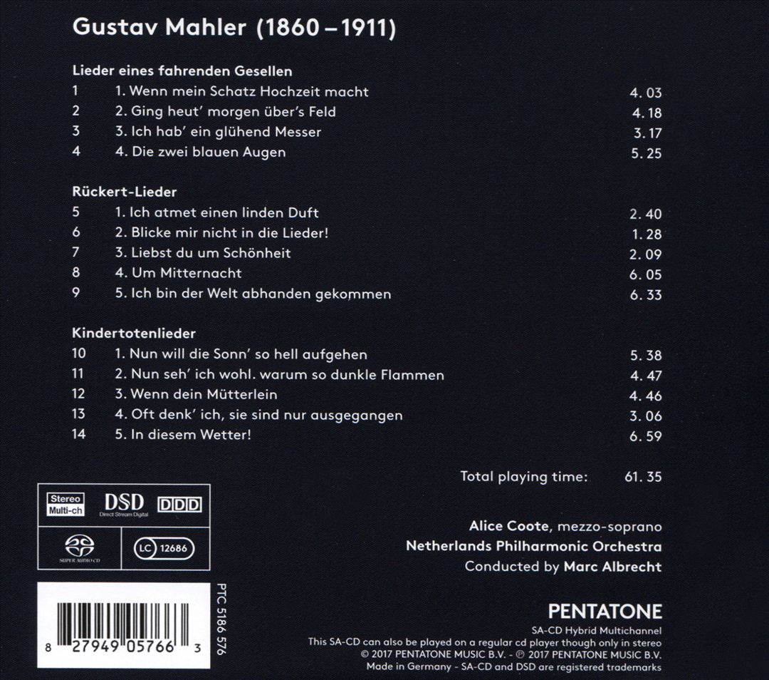 Mahler Song Cycles cover art