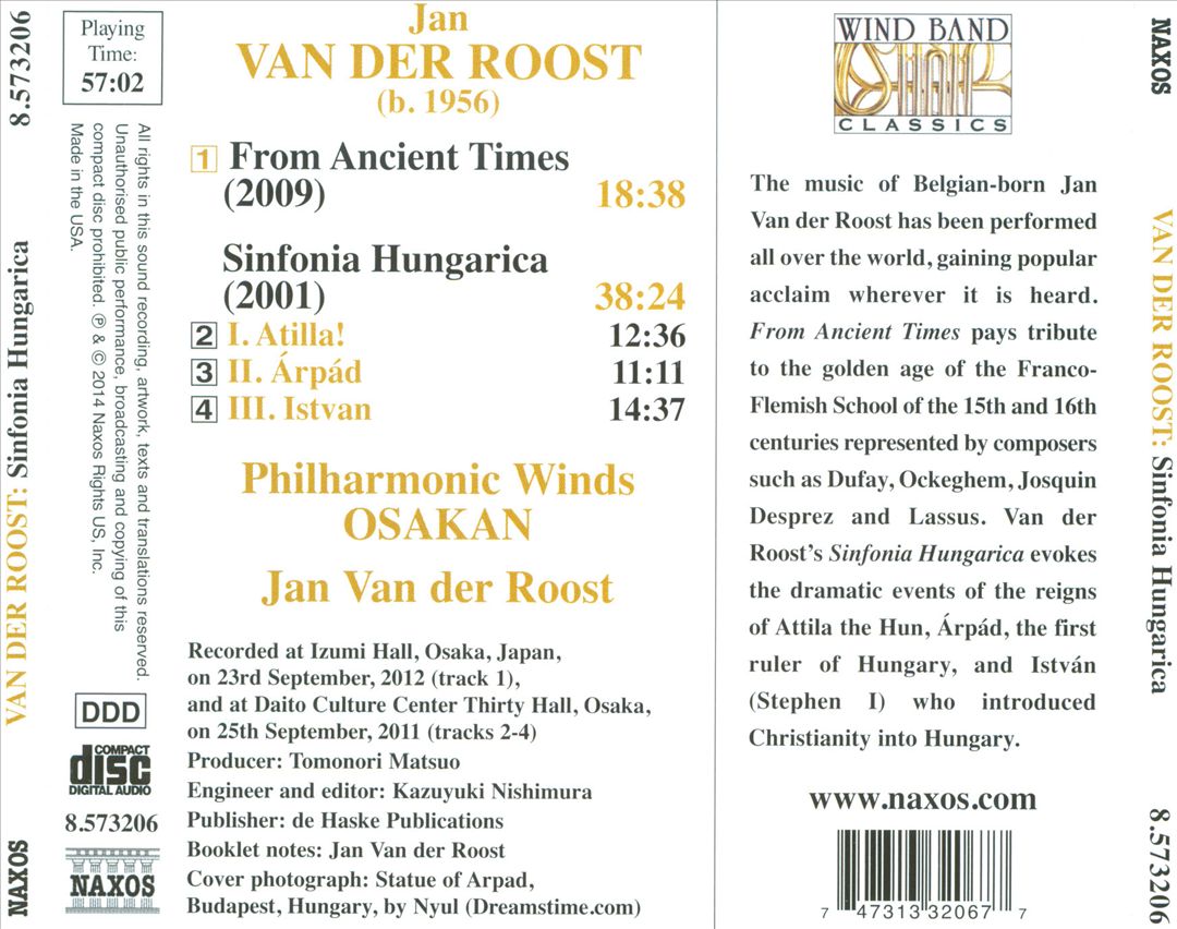 Jan Van der Roost: Sinfonia Hungarica; From Ancient Times cover art
