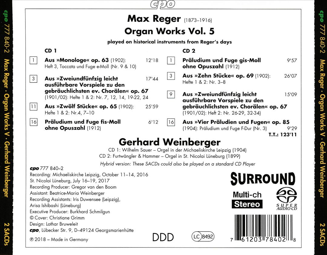 Max Reger: Organ Works, Vol. 5 cover art