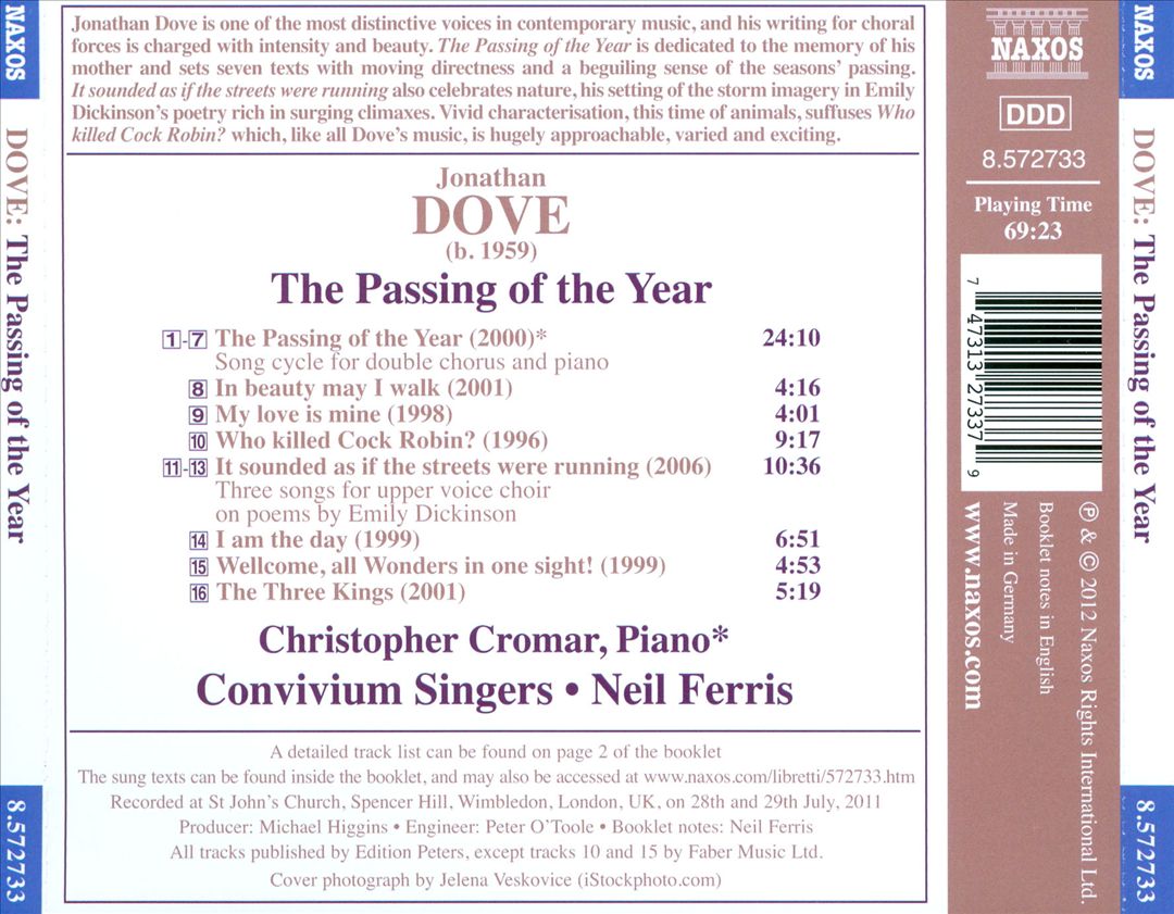 Jonathan Dove: The Passing of the Year cover art