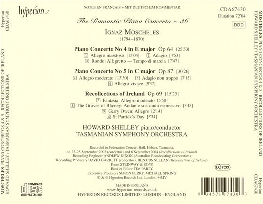 Romantic Piano Concerto, Vol. 36: Moscheles: Piano Concertos Nos. 4 & 5; Recollections of Ireland cover art