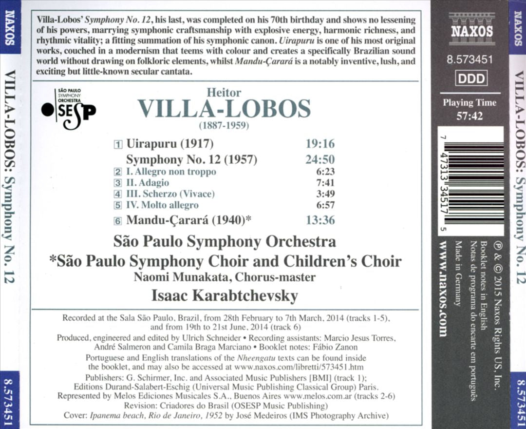 Heitor Villa-Lobos: Symphony 12; Uirapuru; Mandu-Çarará cover art