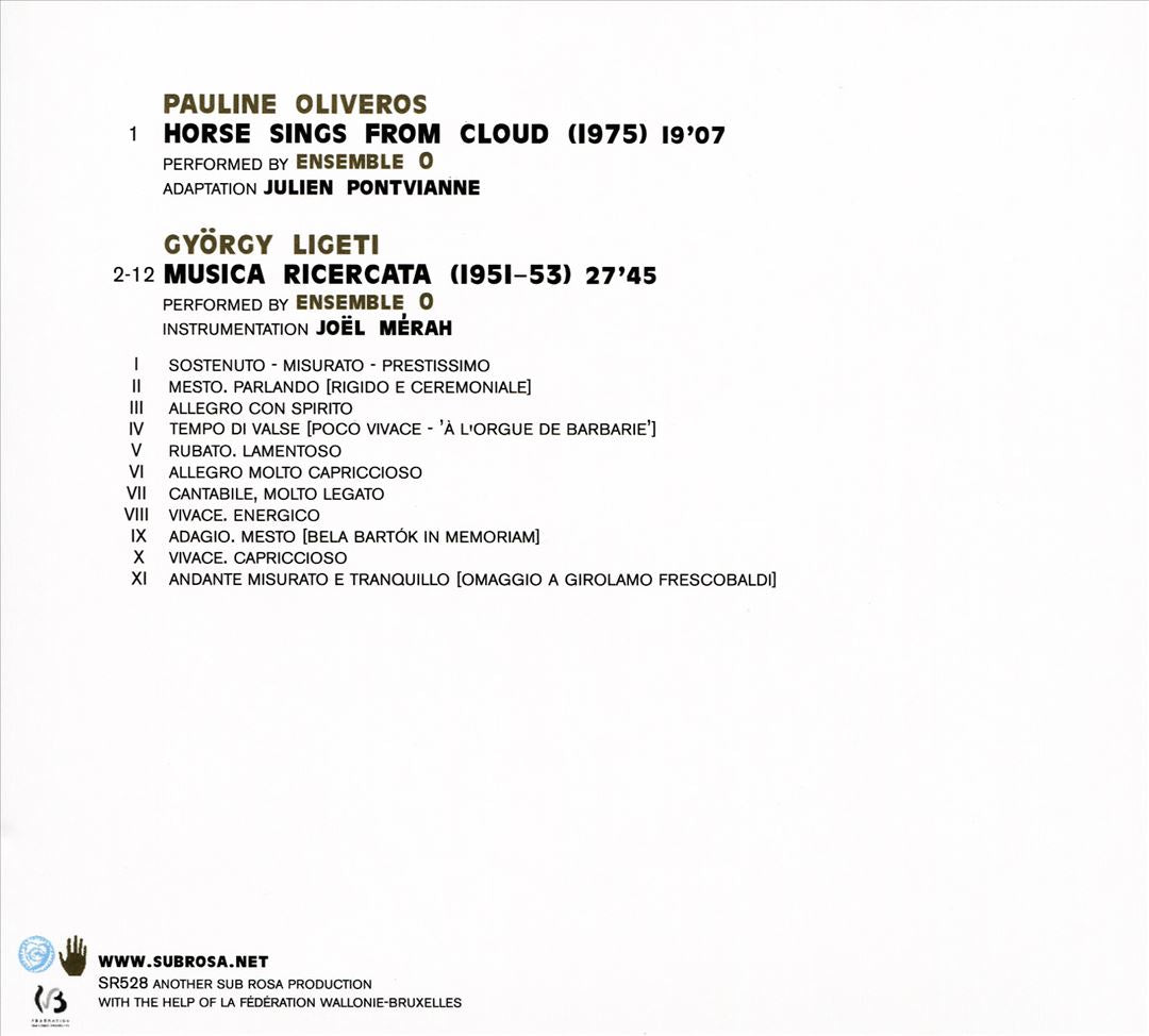 Musica Nuvolosa: Pauline Oliveros, György Ligeti cover art