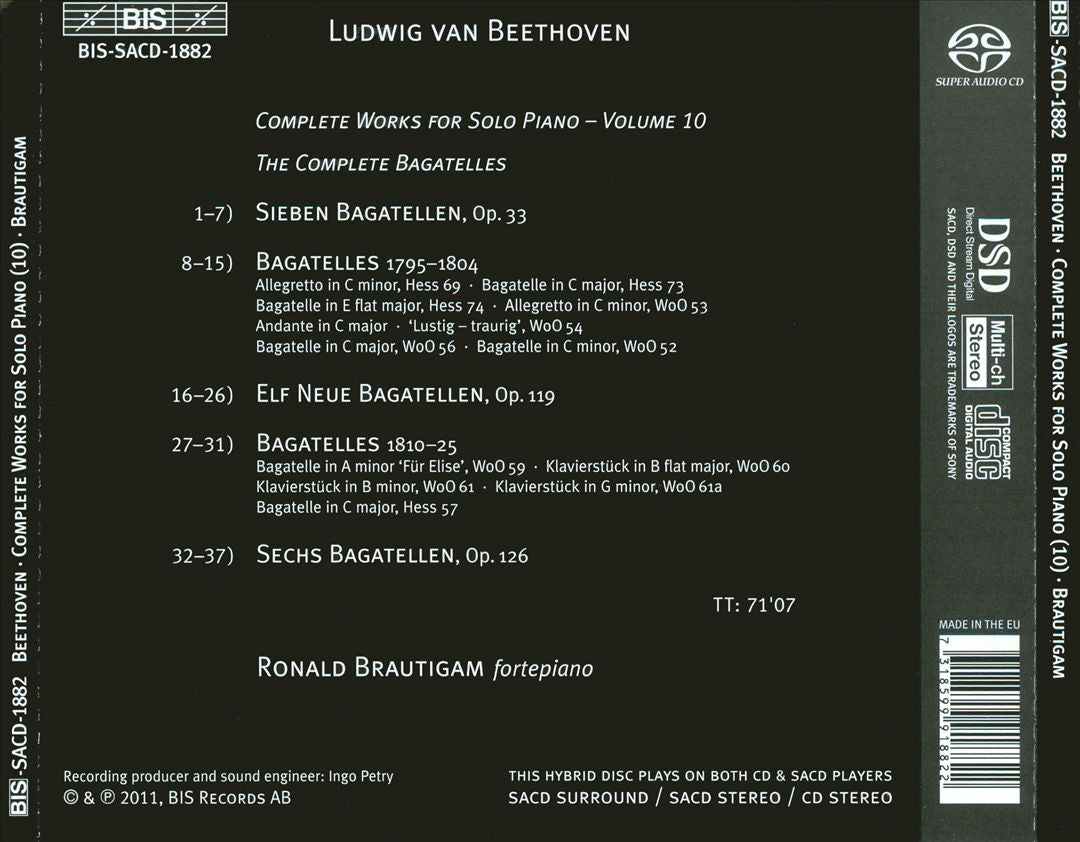 Beethoven: Complete Works for Solo Piano, Vol. 10 - The Complete Bagatelles cover art