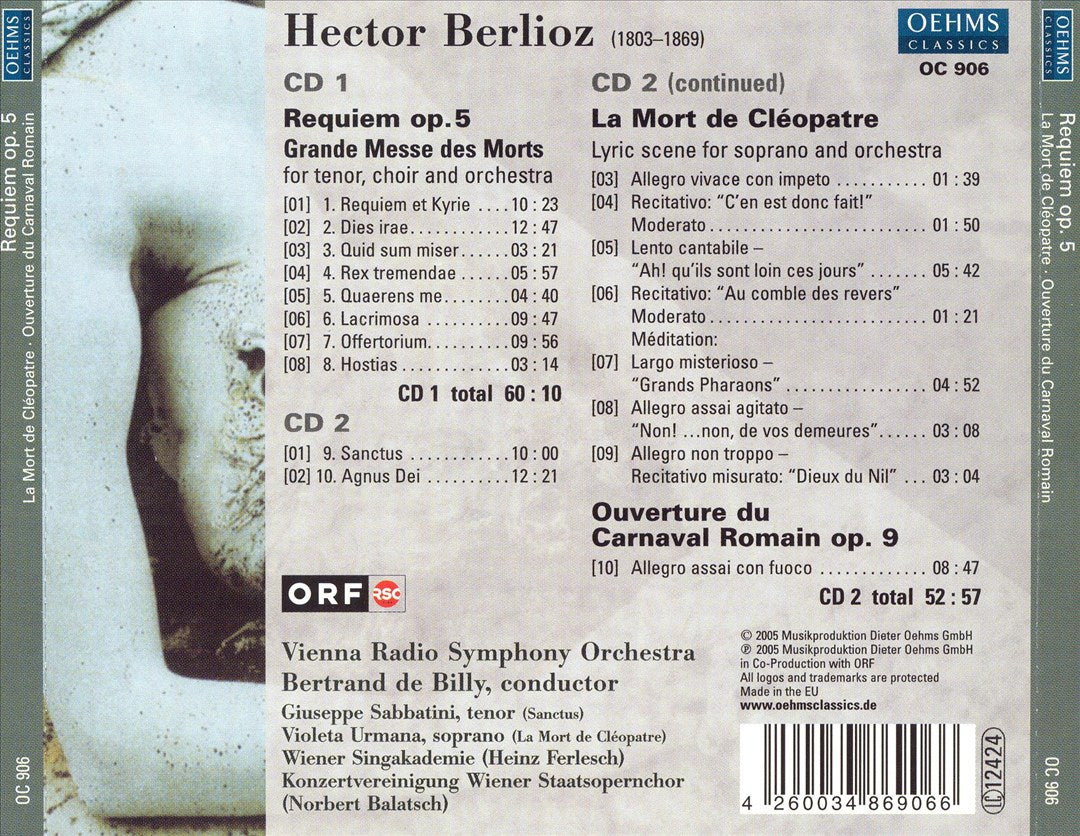 Berlioz: Requiem; La Mort de Cléopatre; Ouverture du Carnaval Romain cover art