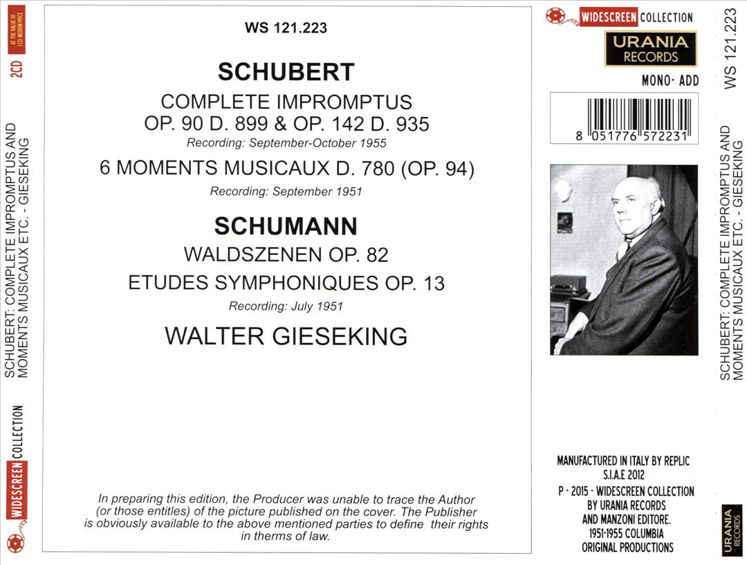 Schubert: Complete Impromptus Op. 90 & Op. 142; 6 Moments Musicaux D. 780; Schumann: Waldszenen Op. 82; Etudes Symphoniques Op. 13 cover art